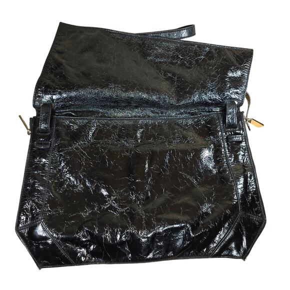 Black Original Large Kooba Black Patent Leather Messenger/Crossbody/Computer Bag - Picture 2 of 7